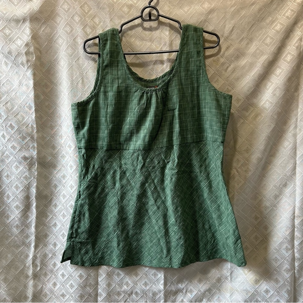 Royal Robbins Sleeveless Cotton Flare Top Size XL Green patterned